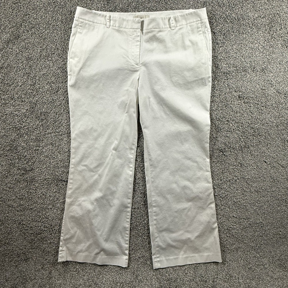 LOFT Womens Size 18 White Bootcut Pants Stretch Cotton Mid Rise 38x31